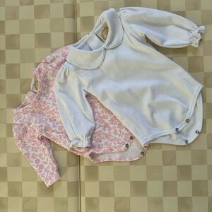 The Beaufort Bonnet Company White and Pink Floral Bodysuit Set